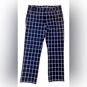BETABRAND Windowpane StretchDress Pant Yoga Pull On Career Women‎ Navy Blue S